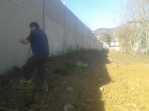 Plantación laureles y cesped en autopista A8